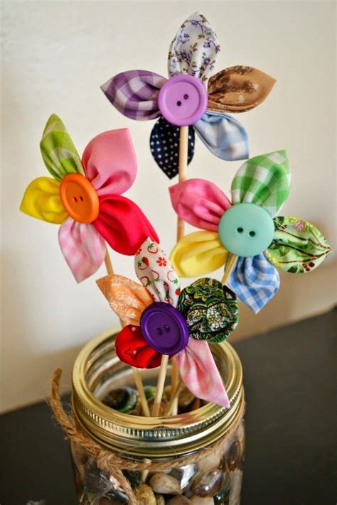 Diy Flower Crafts Button Crafts Handmade