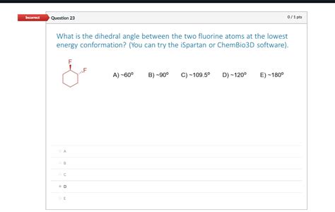 Solved What is the dihedral angle between the two fluorine | Chegg.com