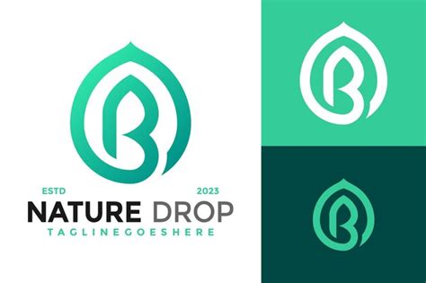 Lettre B Nature Drop Logo Design Vecteur Symbole Icône Illustration