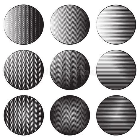 Sistema De Banderas Redondas Con El Shading Del Grabado Diversos Tipos
