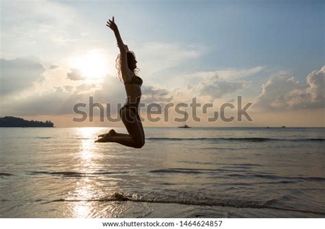 Silhouette Girl On Holiday Bikini On Stock Photo 1464624857 Shutterstock