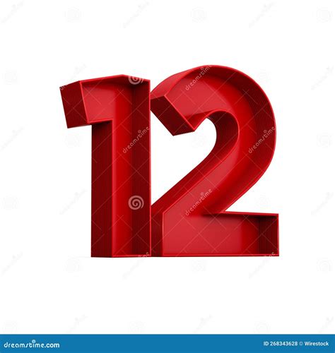 3d Rendering Of The Red Number 12 Isolated On The Empty White