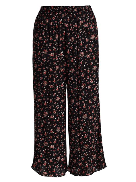 Kiyonna Kora Print Wide Leg Pants Midnight Daisy Editorialist