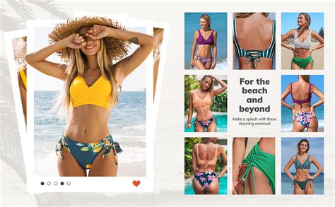 CUPSHE Women S V Neck Cross Top Lace Up Monstera Twist Bikini Amazon Ca Clothing Shoes