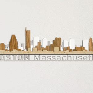 Boston Skyline D Layered Wooden Cityscape Laser Cut Wall Art Gold