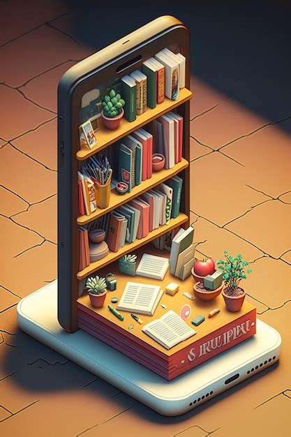 Premium Photo Isometric Modern Online Bookstore Or Library Concept