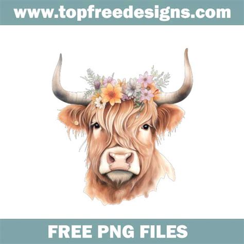 Free Watercolor Highland Cow Clipart - TopFreeDesigns