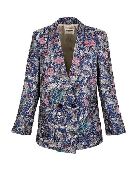 Zadig Voltaire Double Breasted Jacquard Tailored Blazer In Blue Lyst