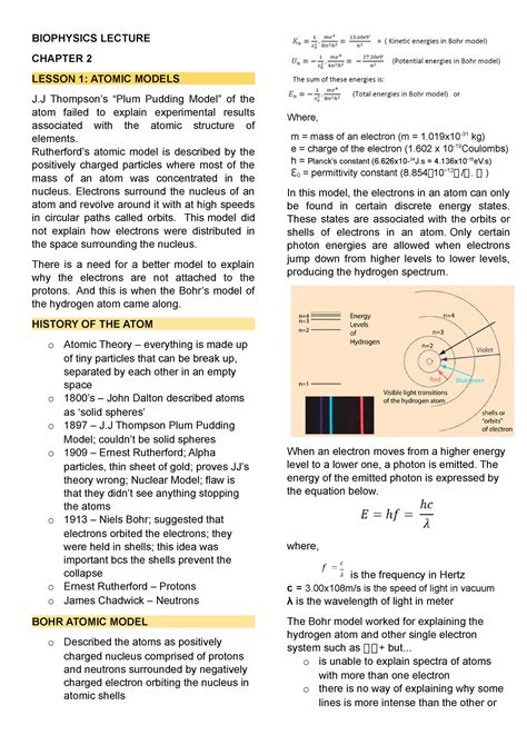 Phys 31 Chapter 2 BioPhysics Lecture Notes BIOPHYSICS LECTURE