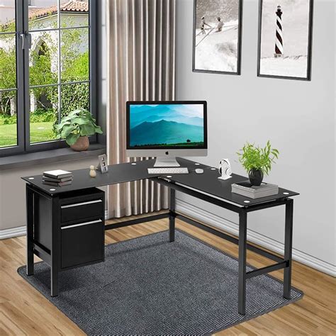 Greenvelly Black L Shaped Office Computer Desk With Ubuy Nepal