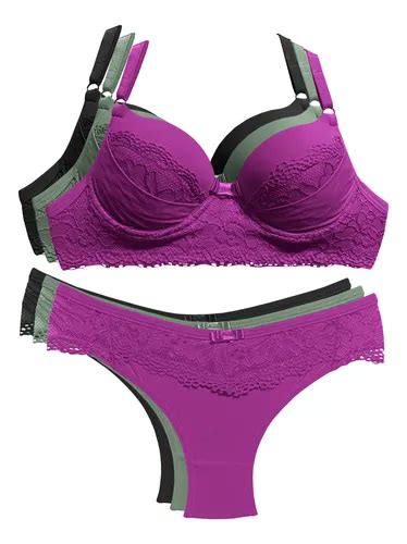Kit Conjuntos Lingerie Luxo Calcinha Sutiã Bojo Atacado MercadoLivre