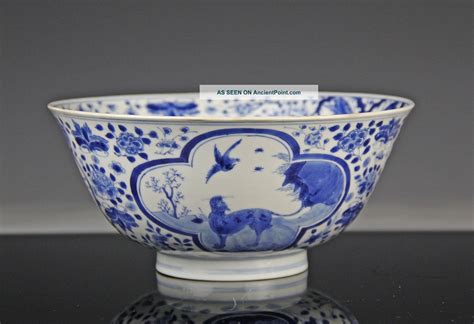 Antique Chinese Blue White Porcelain Bowl Kangxi Mark And Period