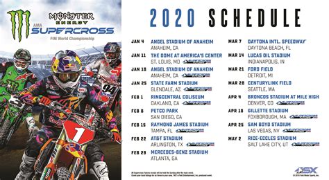 2020 Monster Energy AMA Supercross Schedule Announced - Racer X Online