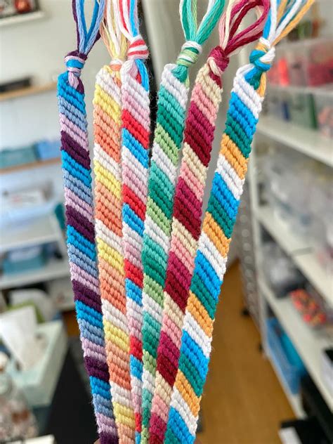 Custom Candy Stripe Friendship Bracelets Colourful Woven Etsy