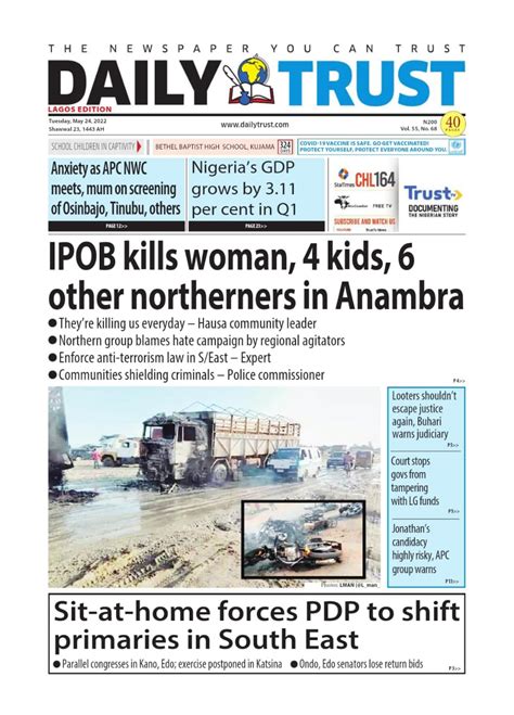 Nigerian Newspapers Daily Front Pages Review Tuesday 24th May 2022