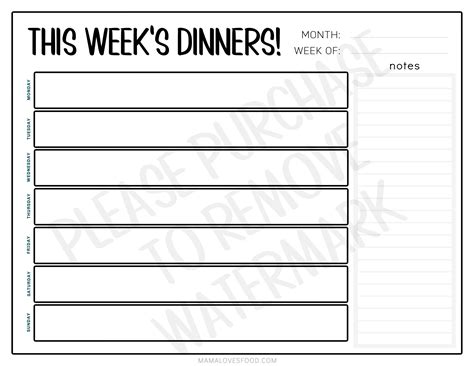 Weekly Meal Planning Printable Page Mama Loves Food Dinner Hero