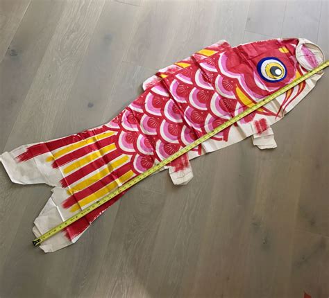 Vintage Koinobori Japanese Carp Wind Sock Streamer Banner Huge 5 Ft