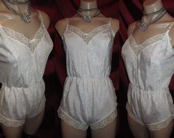 Items Similar To Vintage S Teddy Lingerie Red Flair Lingerie Nylon Satin Lace Skirted Teddy