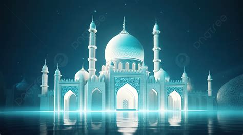 Customizable 3d Mosque Render For Eid Mubarak Greetings Background