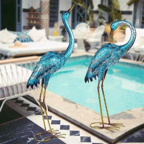 Kircust Garden Sculpture Statues Blue Heron Lawn Ornaments Standing