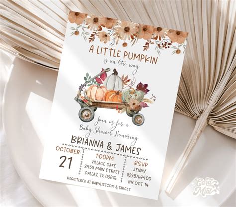 EDITABLE Pumpkin Baby Shower Invitations Wagon Of Pumpkins Etsy