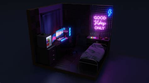 Isometric Gaming Room Model Turbosquid