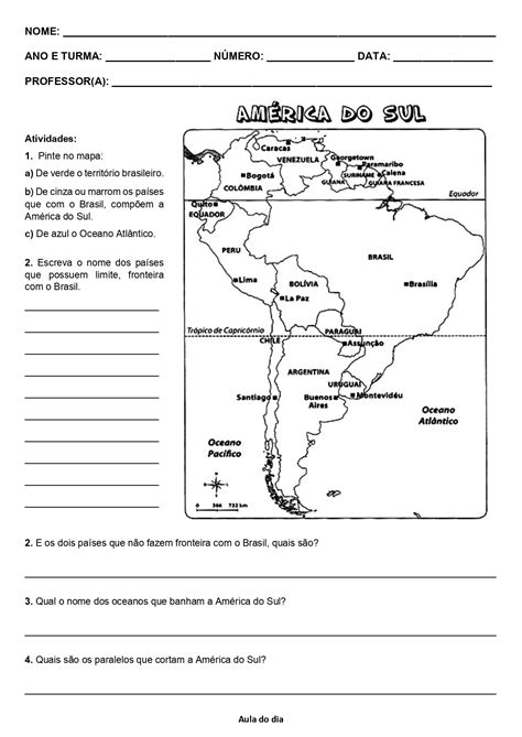 Exercícios Sobre O Território Brasileiro Com Gabarito 7 Ano