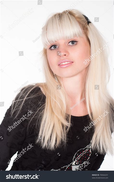 Cute Blonde Posing On White Background Stock Photo Shutterstock