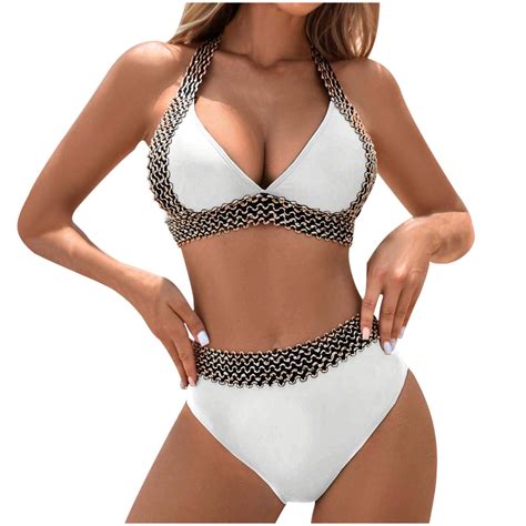 Hbyjlzyg Bikini Sets For Women Halter Swimsuit Two Piece Triangle String Thongs Bathing Suits