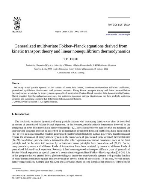 Pdf Generalized Multivariate Fokkerplanck Equations Derived From