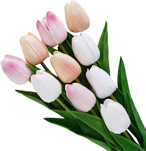 Ploolp Piezas De Flores Artificiales De Tulip N Con Tacto Real Y