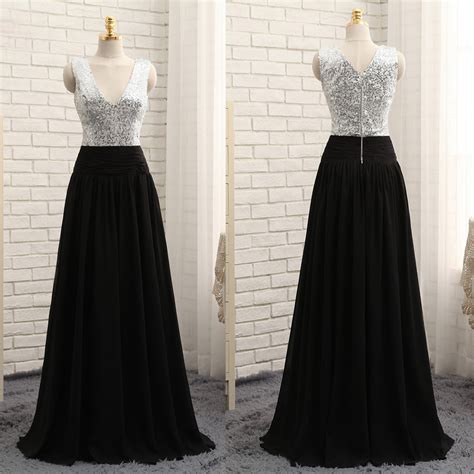 Venta Vestidos De Noche Negro Con Plata En Stock