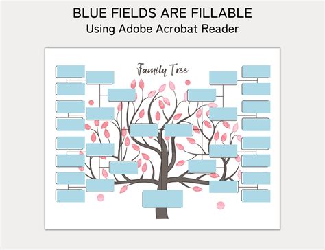 Family Tree Template 5 Generation, Family Tree Chart, Printable for ...