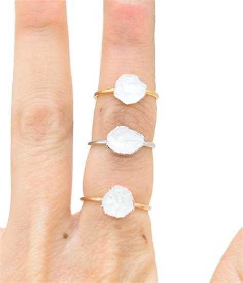 raw quartz ring crystal ring quartz ring april birthstone