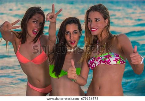 Group Sexy Girls Bikini Enjoying Laughing Stock Photo Edit Now