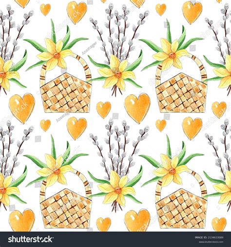 Spring Floral Background Pussy Willow Bouquet Stock Illustration