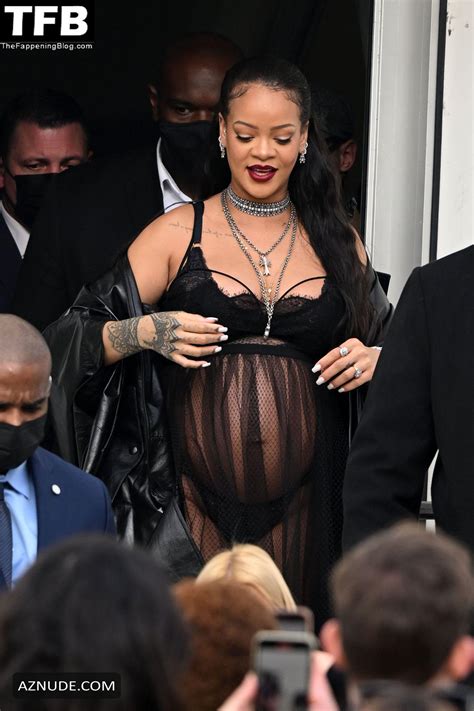 Rihanna Sexy Seen Flaunting Her Hot Tits At The Dior Fashion Show In Paris Aznude