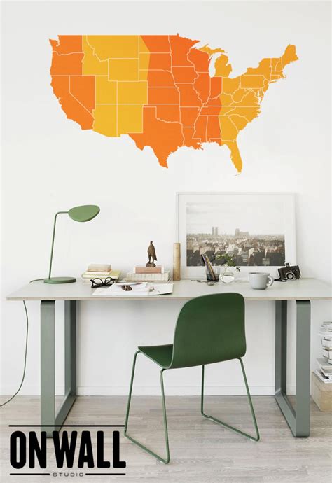 USA MAP DECAL Time Zones Colorful Sticker United States Mural M006 - Etsy