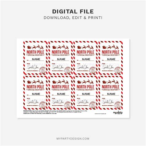 North Pole Special Delivery Tags Printable PDF My Party Design