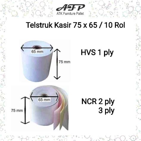 Jual Kertas Telstruk 75 X 65 Hvs Ncr 1 2 3 Ply Kasir Register Shopee