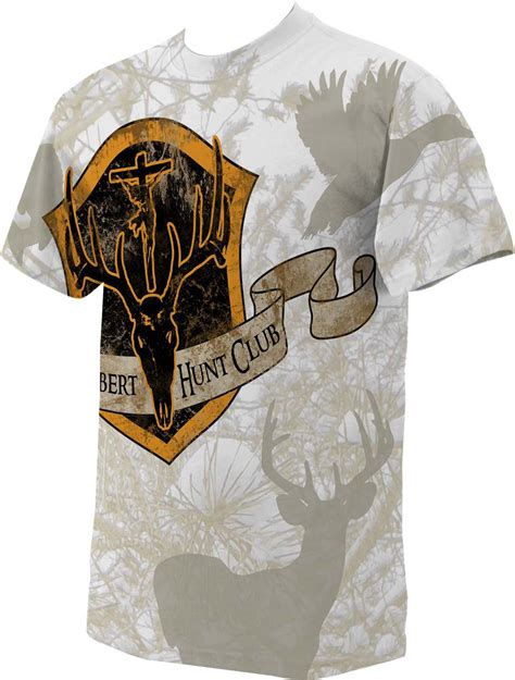 St Hubert Hunt Club Full Color White Camo T Shirt Catholic To The