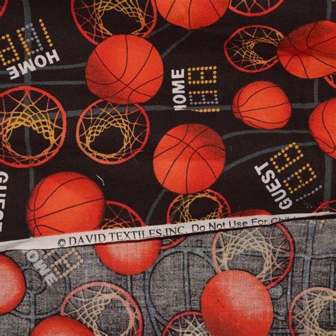 Basketball Fabric By The Half Yard Sports Theme Fabric David Etsy