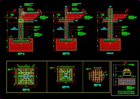 Stone Masonry Foundation Layout Plan Autocad Drawing Dwg