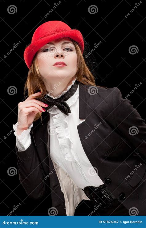 Beautiful Woman In Red Hat Stock Photo Image Of People Makeup 51876042