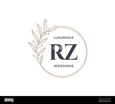 RZ Initials Letter Wedding Monogram Logos Template Hand Drawn Modern