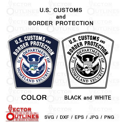 Us Customs And Border Protection Svg Black And White Outline Etsy