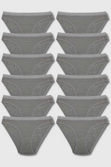 Toptan 725 Tutku Kadın Safir Bikini 12 li Paket Gri Fiyatı Toptan Çamaşırcı