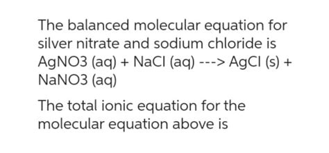 Answered The Balanced Molecular Equation For Bartleby