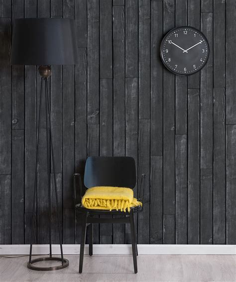 Black Wooden Boards Wallpaper • Timber Panelling • Milton & King