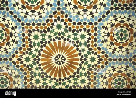 Ornamental Tiles Iran Iranian Art Isfahan Decoration Of A Mosque Stock